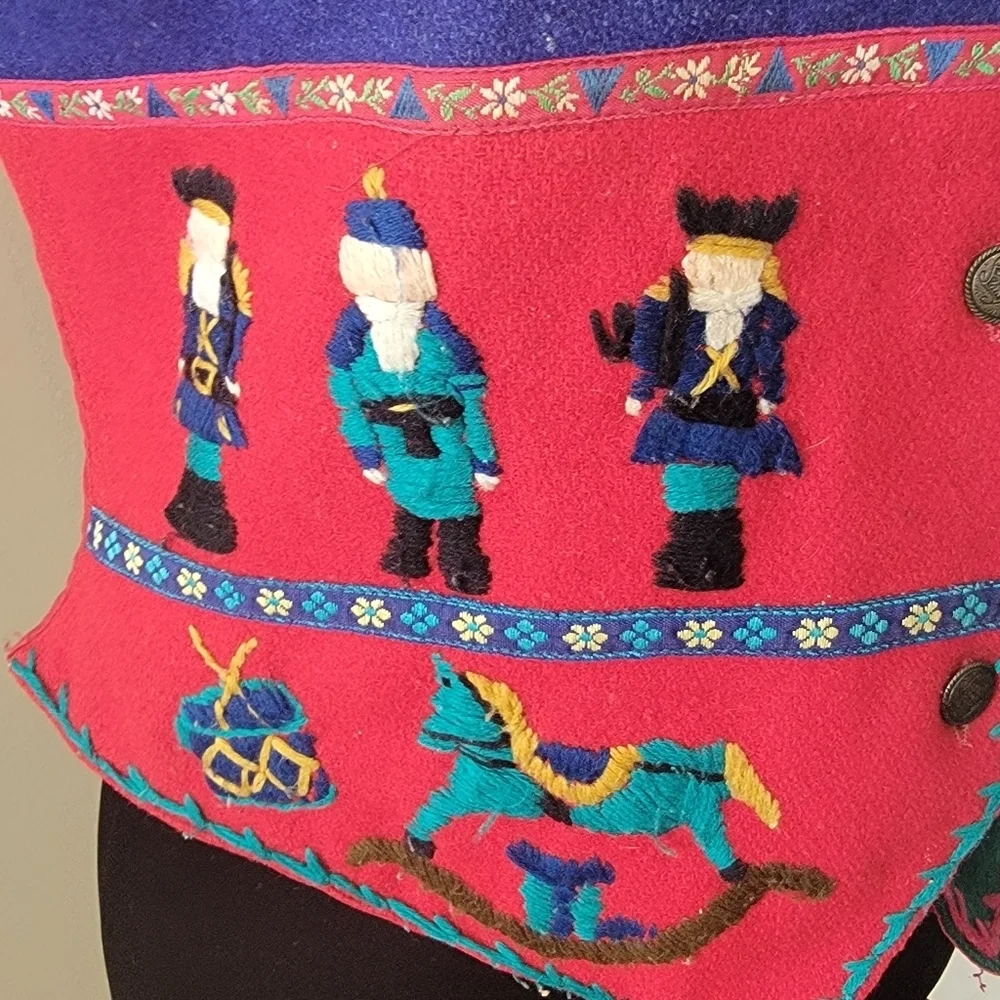 Erika Classics Vintage Ugly Christmas Embroidered Vest Size M - Picture 6 of 8